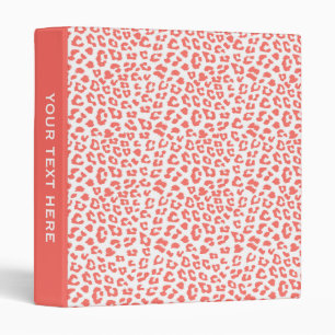 Coral Leopard Print Binder