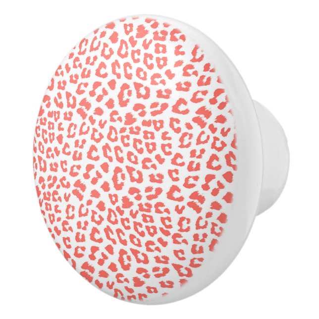 Coral Leopard Print Ceramic Knob (Right)