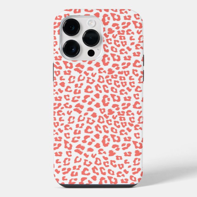Coral Leopard Print iPhone Case (Back)