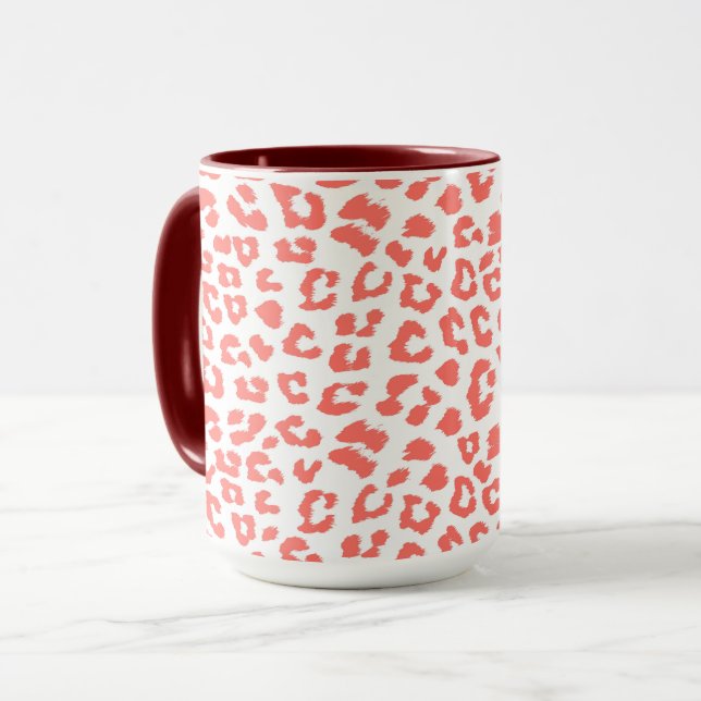 Coral Leopard Print Mug (Front Left)