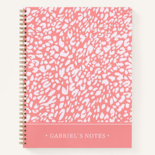 Coral Leopard Print Pattern   Add Your Name Notebook