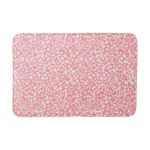 Coral Leopard Print Pattern Bath Mat