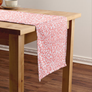 Coral Leopard Print Pattern Medium Table Runner