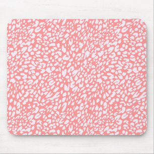 Coral Leopard Print Pattern Mouse Pad