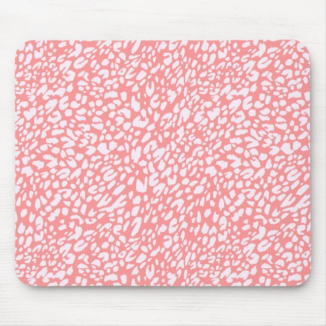 Coral Leopard Print Pattern Mouse Pad (Front)