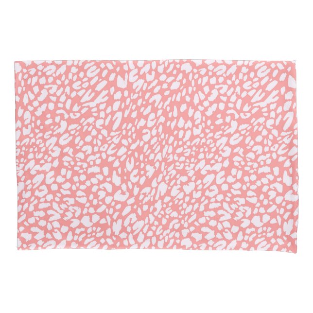 Coral Leopard Print Pattern Pillowcase (Front-Left)