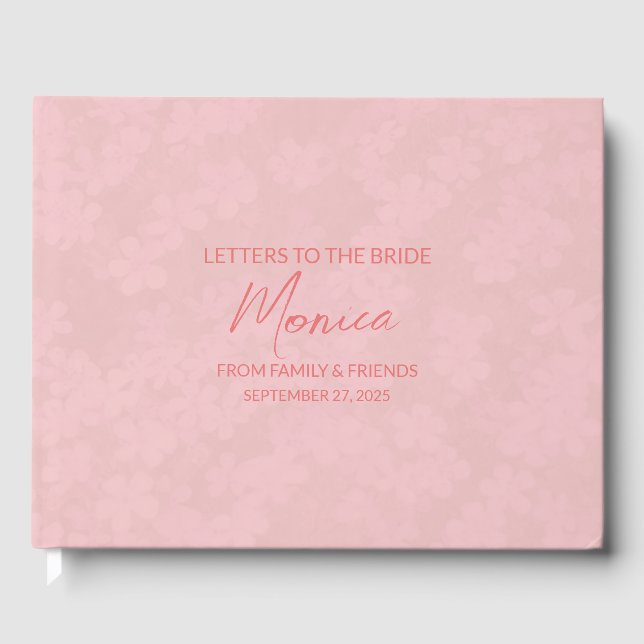 Coral Letters to the Bride Keepsake Notebook Guest Book (Front)