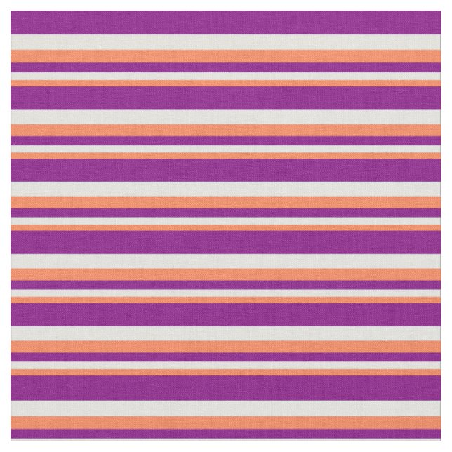 Coral, Light Cyan & Purple Coloured Pattern Fabric (Close Up)