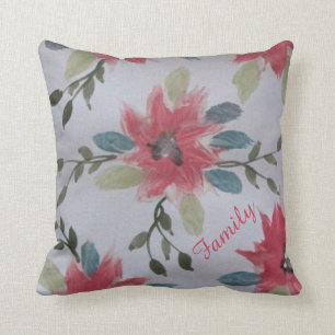 Coral Light Green and Teal Throw Pillow