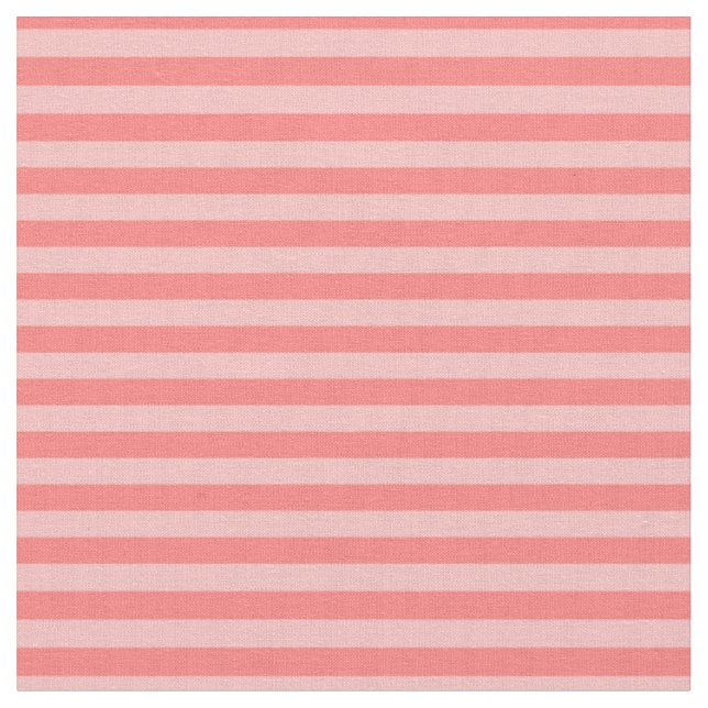 Coral & Light Pink Stripes Fabric (Close Up)