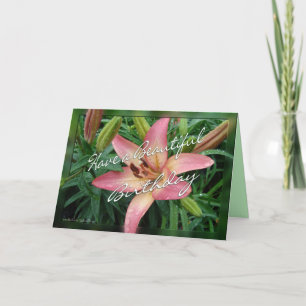 coral lily birthday card-customize card