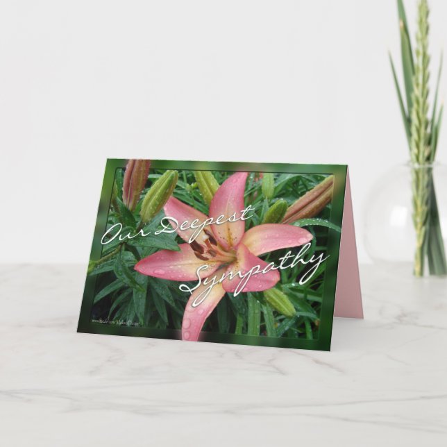 Coral Lily Sympathy-customize Card (Front)