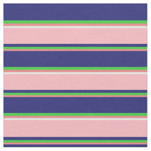 Coral, Lime Green, Midnight Blue, Pink & White Fabric