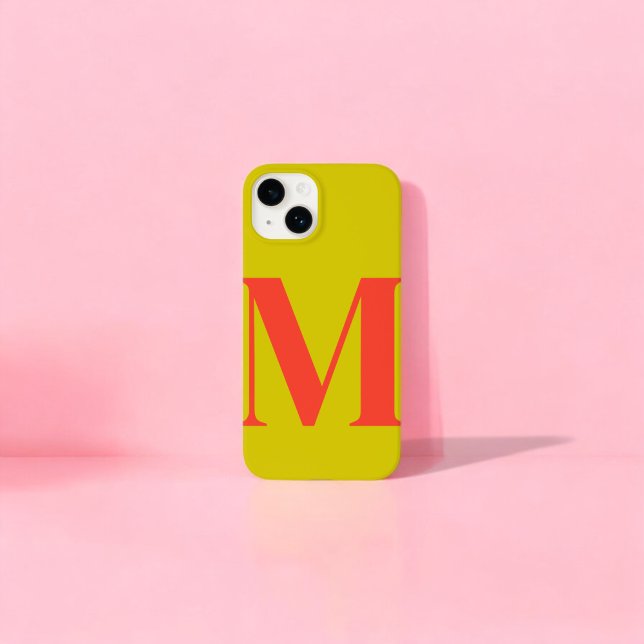 Coral Lime Iniatial Personalized Monogram  iPhone Case (Creator Uploaded)