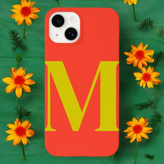 Coral Lime Initial Personalized Monogram  Case-Mate iPhone Case (Creator Uploaded)