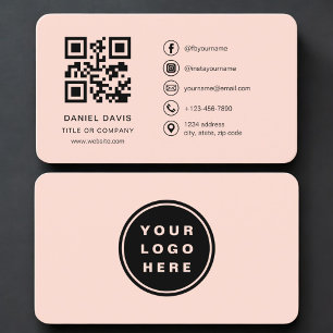 Coral Logo QR Code Professional Business Card