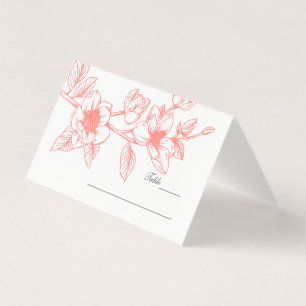 Coral Magnolia Flowers Wedding Business Card
