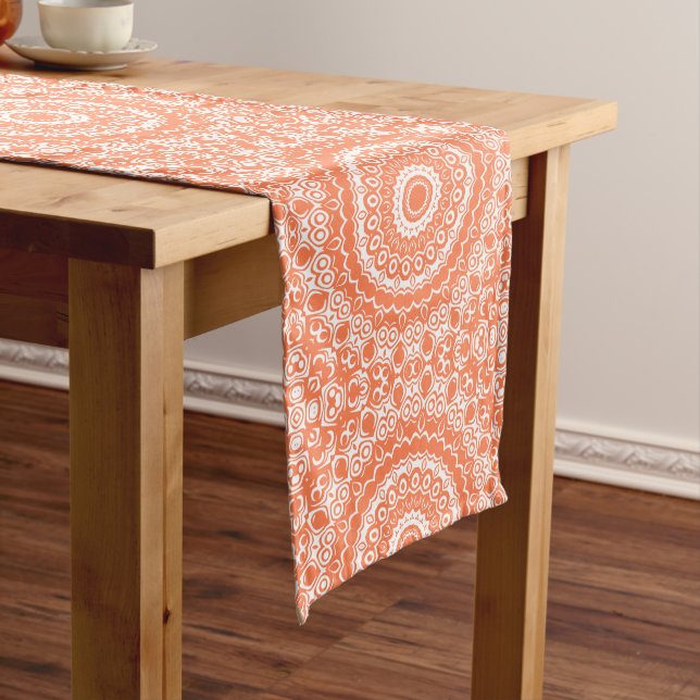 Coral Mandala Geometric Pattern Medium Table Runner (In Situ)