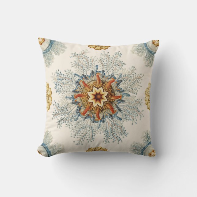 Coral Mandala Pattern Throw Pillow (Front)