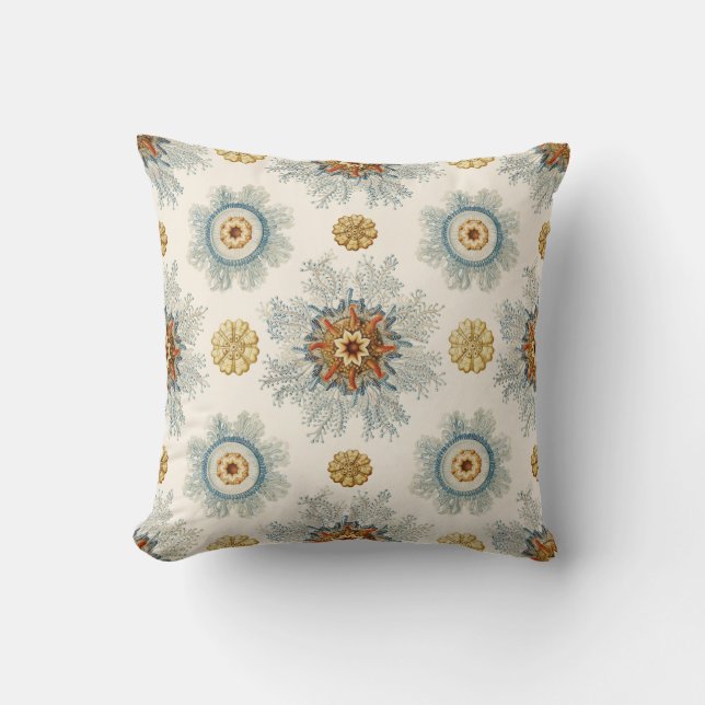 Coral Mandala Pattern Throw Pillow (Front)