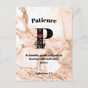 Coral Marble P Monogram Personalized Scripture Postcard