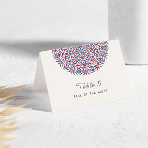Coral Marble Stone Mandala Wedding Place Card