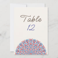 Coral Marble Stone Mandala Wedding Table Number