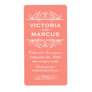 Coral Mariage Vin Bouteille Monogramme Favoriser l