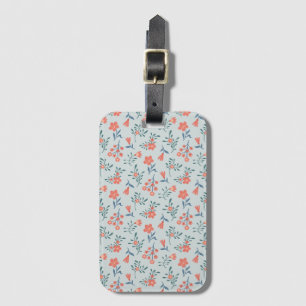 Coral Meadow Floral Pattern Luggage Tag