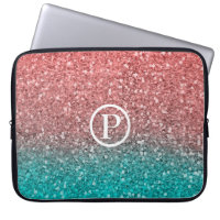 Coral Melon Orange Teal Aqua Green Sparkly Glitter