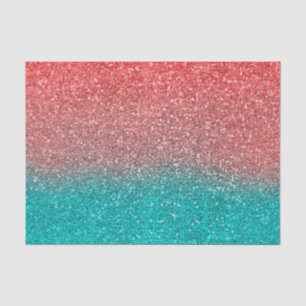 Coral Melon Orange Teal Aqua Green Sparkly Glitter Tissue Paper