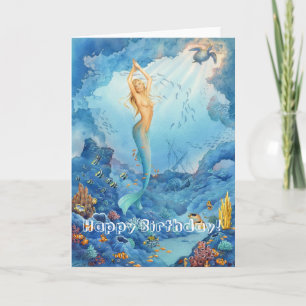 'Coral Mermaid' Birthday Card