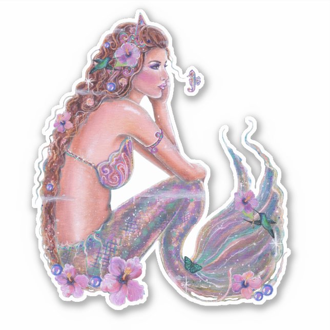 Coral mermaid with seahorse by Renee (Front)