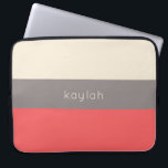 Coral Minimalist Colour Block Pattern with Name Laptop Sleeve<br><div class="desc">A beautifully chic colour block pattern with minimalist appeal in coral, deep taupe and sandy beige. A text template is included for personalizing this case with your name, monogram initials or other desired text. Available in other colour combinations and for a large variety of phone models. Get this designer look...</div>