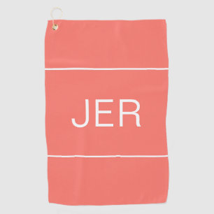 Coral Minimalist Personalized Monogram Initial Golf Towel