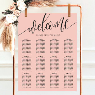 Coral Minimalist Script Wedding Seating Chart