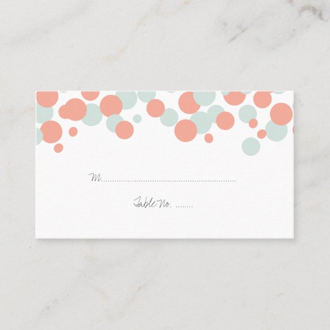 Coral & Mint Bubbles Motif Mariage Cartes de Place (Devant)