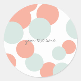 Coral & Mint Bubbles Pattern Party Stickers