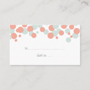 Coral & Mint Bubbles Pattern Wedding Place Cards