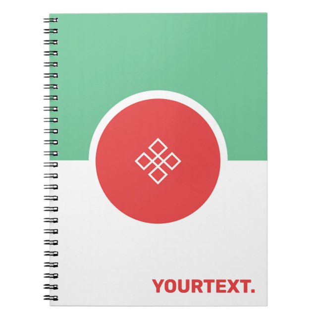 Coral, mint green minimal geometric design notebook (Front)