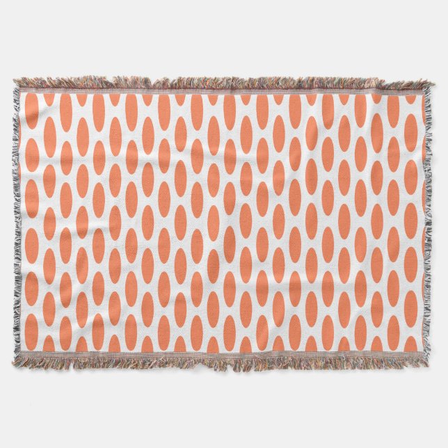 Coral Modern Oval @ Emporiomoffa Throw Blanket (Front)