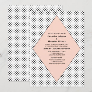 Coral Modern Pois Mariage Invitation