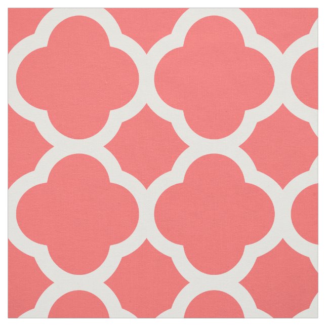 Coral Modern Quatrefoil Large Scale Fabric (Swatch)