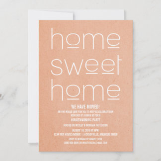 Coral Modern Sweet Home Housewarming Party Invitation