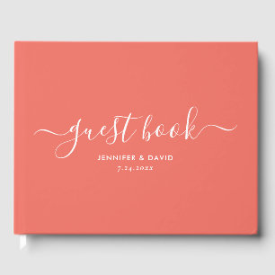 Coral moderne minimaliste Script Mariage livre d'h