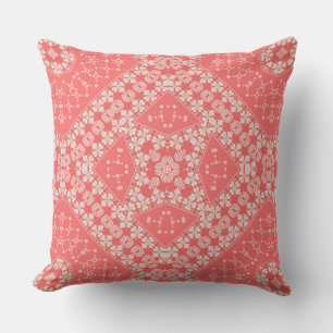 coral monochromatic ethnic ornament geometric patt outdoor pillow