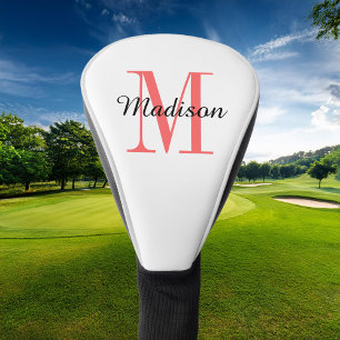 Coral Monogram Initial and Name Personalized Golf Head Cover
