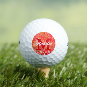 Coral Monogram Personalized Golf Ball