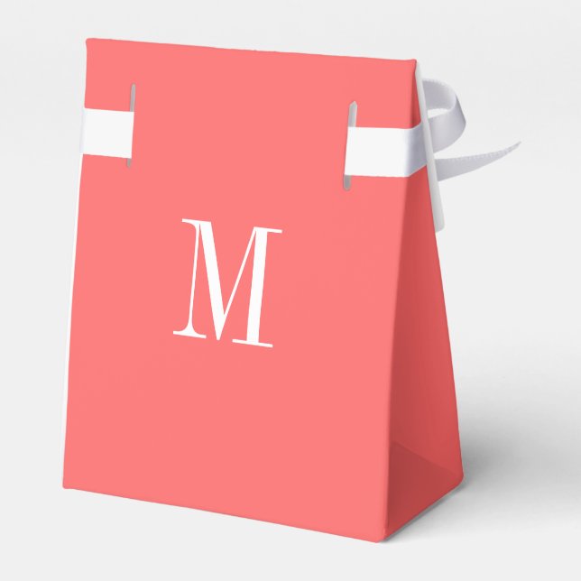 Coral Monogram template Favor Box (Back Side)