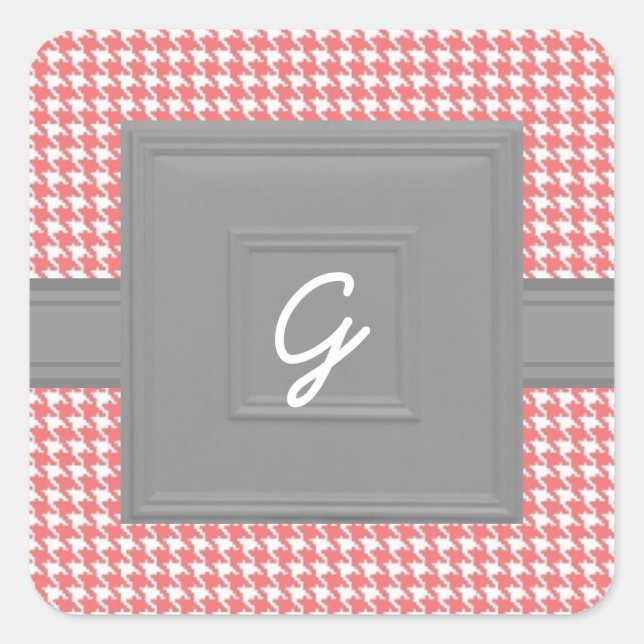 Coral Monogrammed Envelope Seal Stickers (Front)